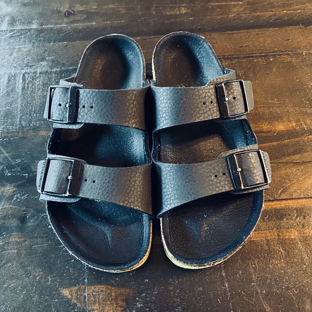 Birkenstock Arizona Black Leather Kids Sandal 30 12-12.5